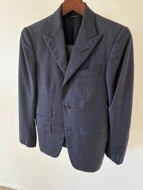 Men's Suit Blue Check 34R/44 Tom Ford $14,000 2-Piece MINT